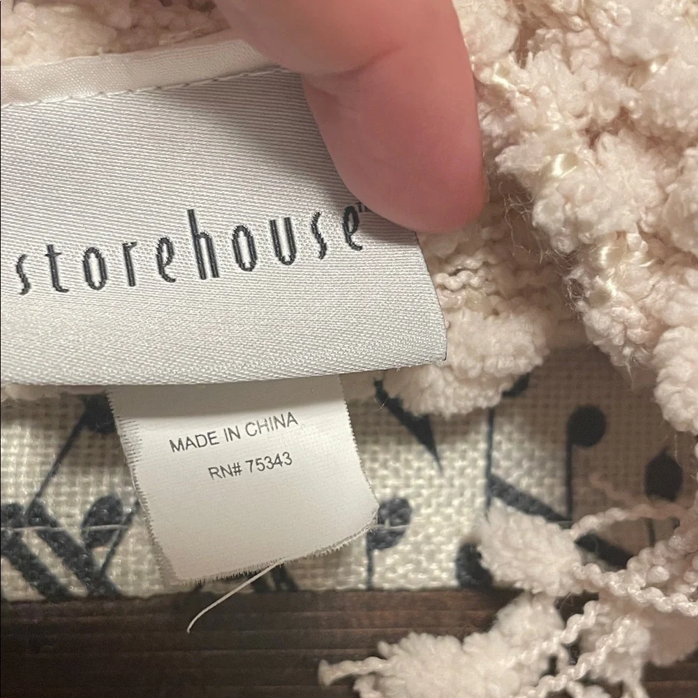 Storehouse Elegant Fluffy Cream Textured Throw Fringed Blanket